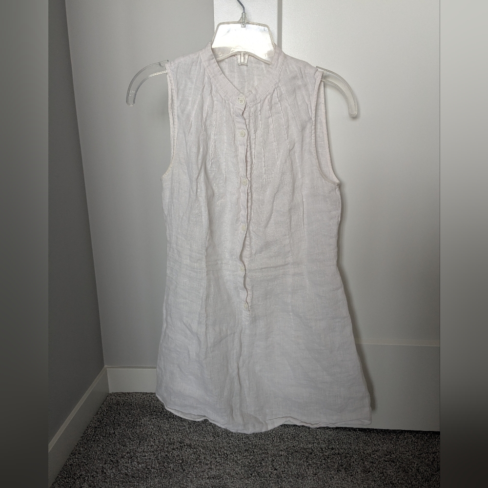 Sleeveless White Button-Up Top